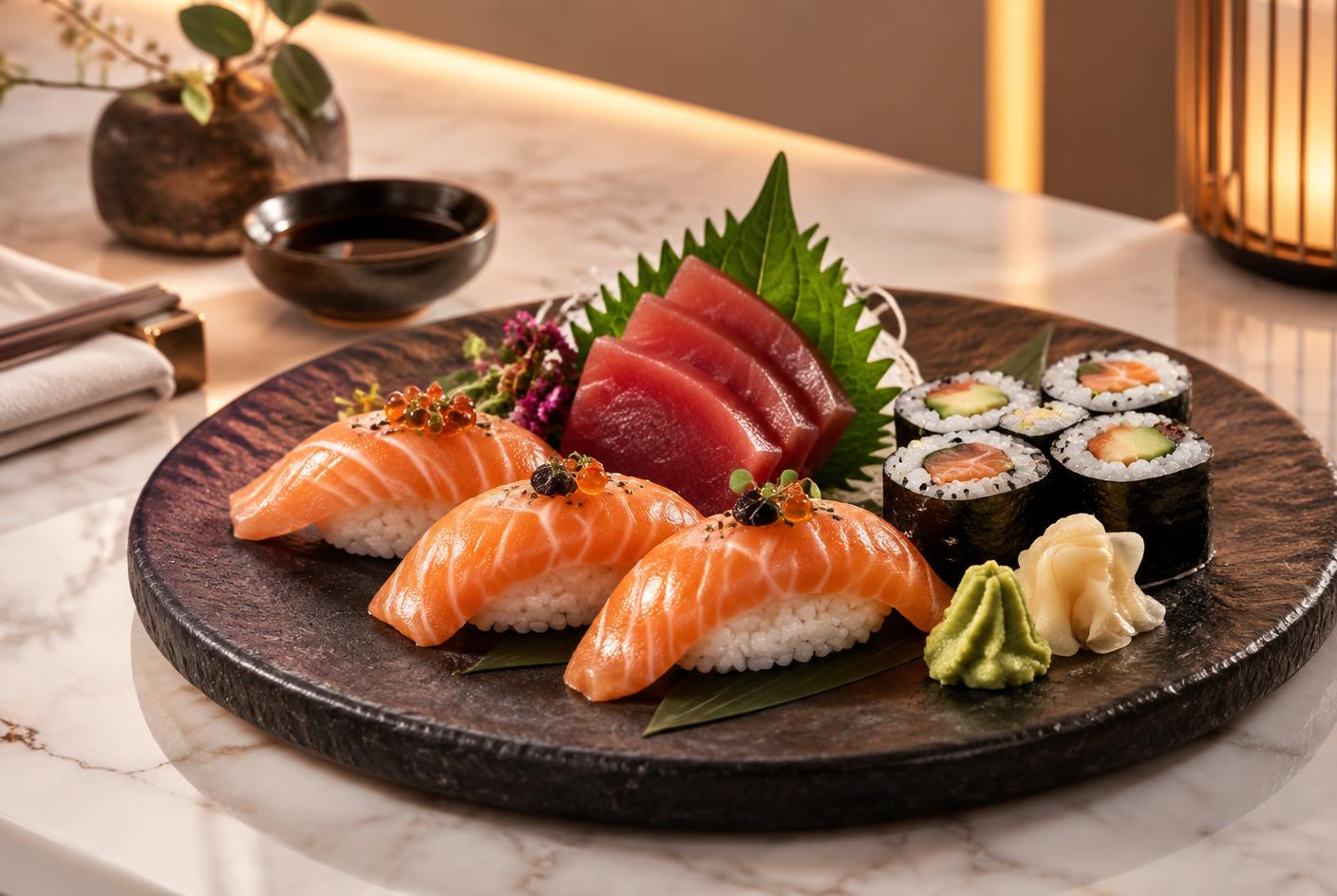 Combinado de sushi de apresentação premium
